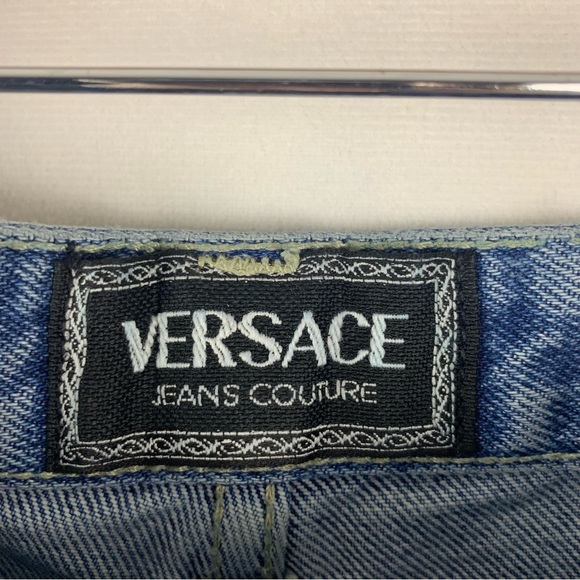 VERSACE JEANS COUTURE‎ Vintage 90s Light Wash High Rise Straight Leg Jeans Sz 26 - Picture 4 of 8
